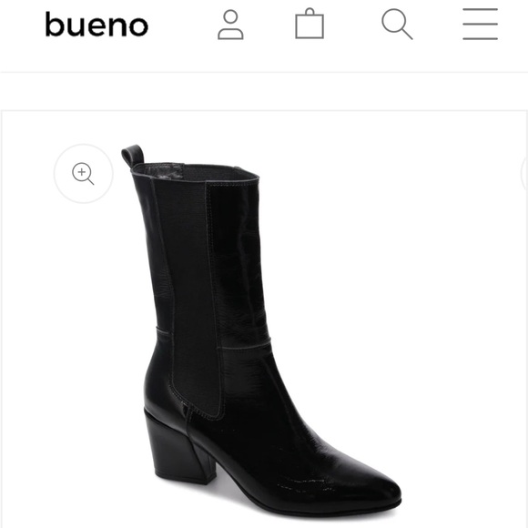 Black Bueno Heeled Boots with Chunky Heel and Pointed Toe - Picture 1 of 3